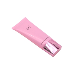 Pink Flat Plastic Cosmetic Packaging Tube / Cosmetic Tube Containers