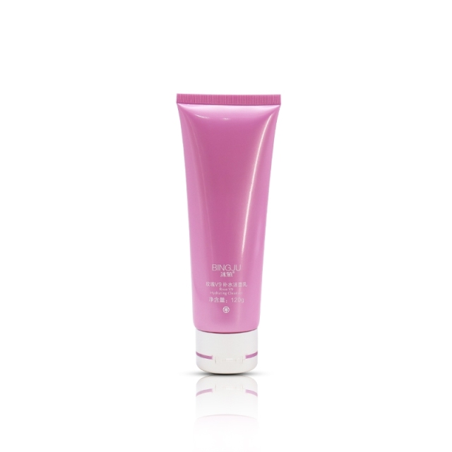 Pink Color Plastic Cosmetic Tubes 120g , Hand Cream Tube With Flip Cap