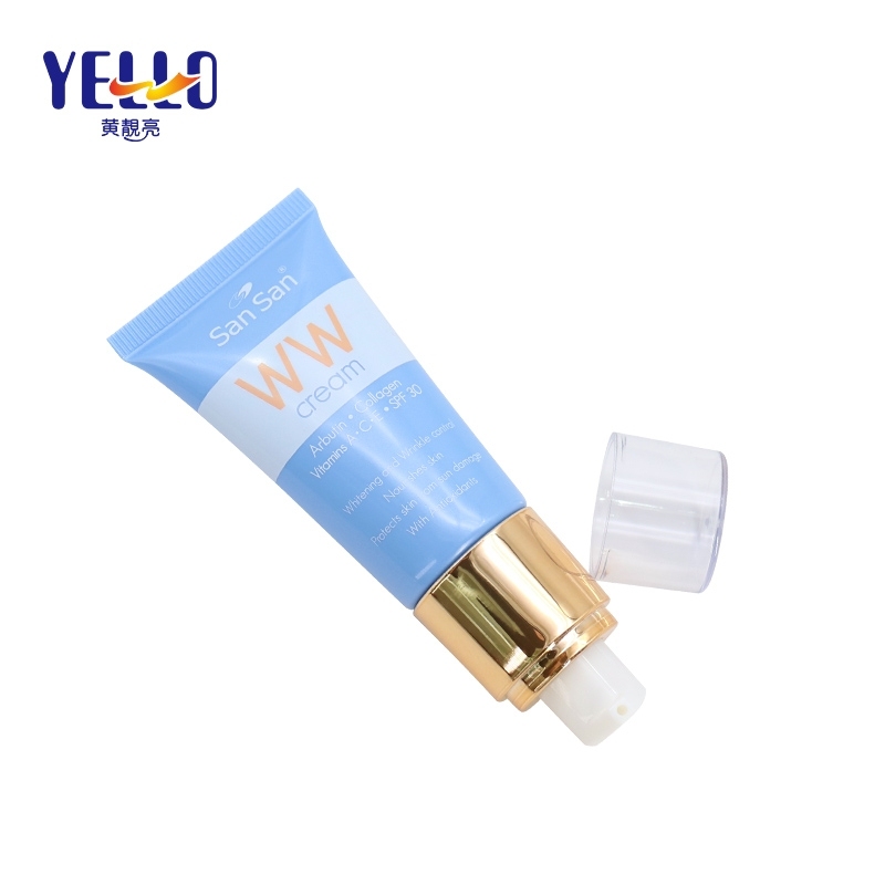 BB CC Cream Airless Foundation Plastic Cosmetic Tubes 30ml With Gold Pump