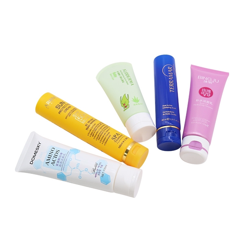 Custom PE White Plastic Cosmetic Tubes , Makeup Squeeze Soft Tube