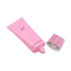 Pink Flat Plastic Cosmetic Packaging Tube / Cosmetic Tube Containers