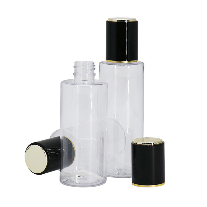 Custom Color Clear Empty Lotion Bottle Screw Cap For Skincare Cylinder Shape