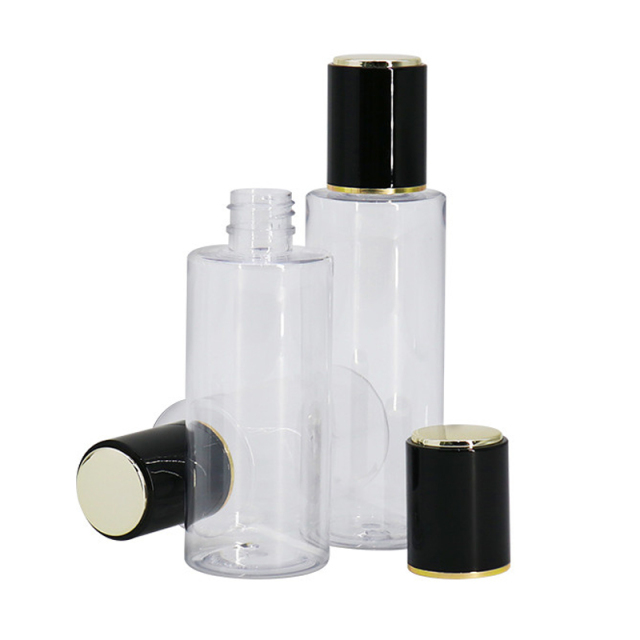 Custom Color Clear Empty Lotion Bottle Screw Cap For Skincare Cylinder Shape