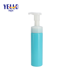 Blue Round Cosmetic Soap Foam Pump Bottle 200ml PET Plastic For Facial Cleanser