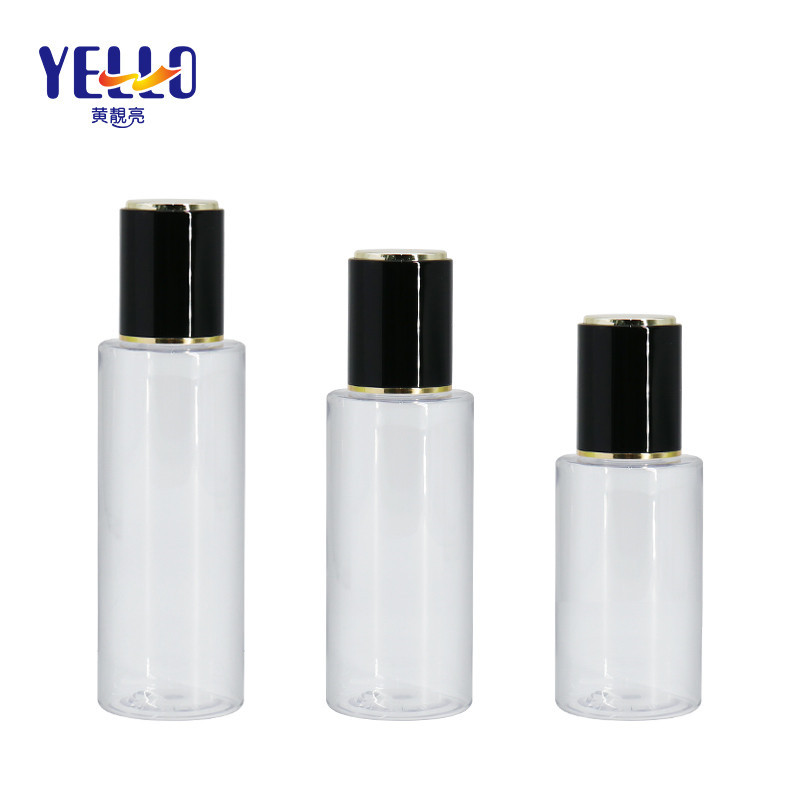 Custom Color Clear Empty Lotion Bottle Screw Cap For Skincare Cylinder Shape