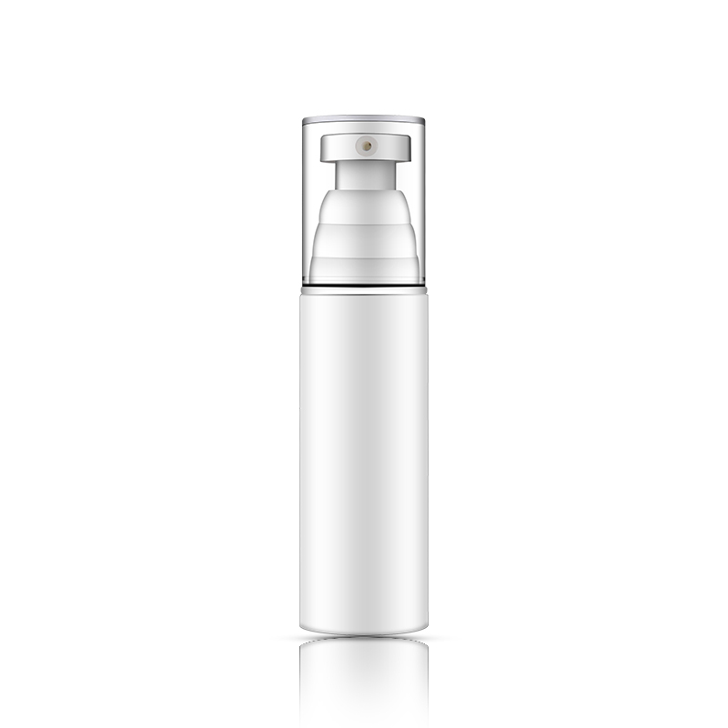 Cylinder White Airless Cosmetic Bottles 40ml PET Material Silver Cap