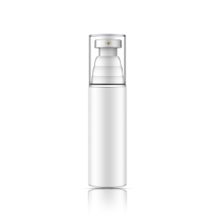 Cylinder White Airless Cosmetic Bottles 40ml PET Material Silver Cap