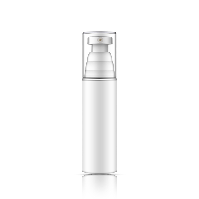 Cylinder White Airless Cosmetic Bottles 40ml PET Material Silver Cap