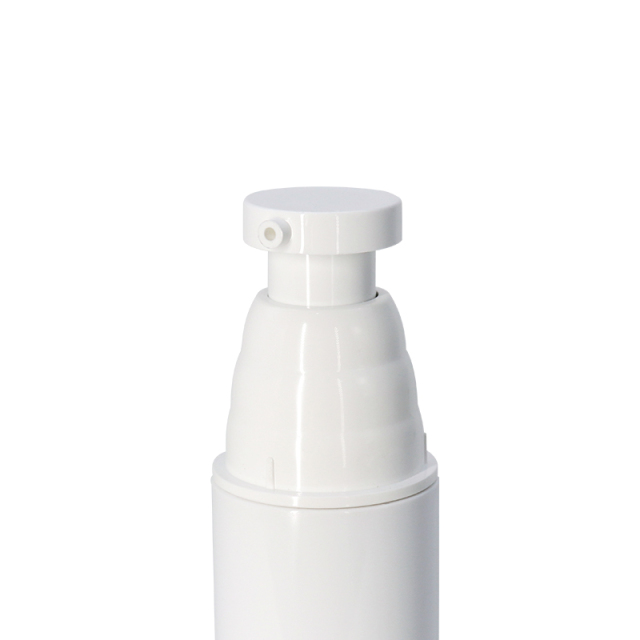 Cylinder White Airless Cosmetic Bottles 40ml PET Material Silver Cap