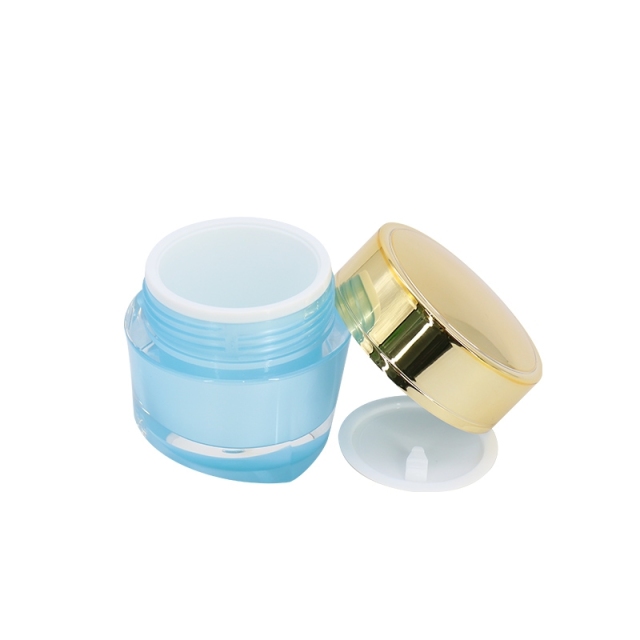 Ocean Blue Empty Cream Container , Acrylic Material Plastic Beauty Containers