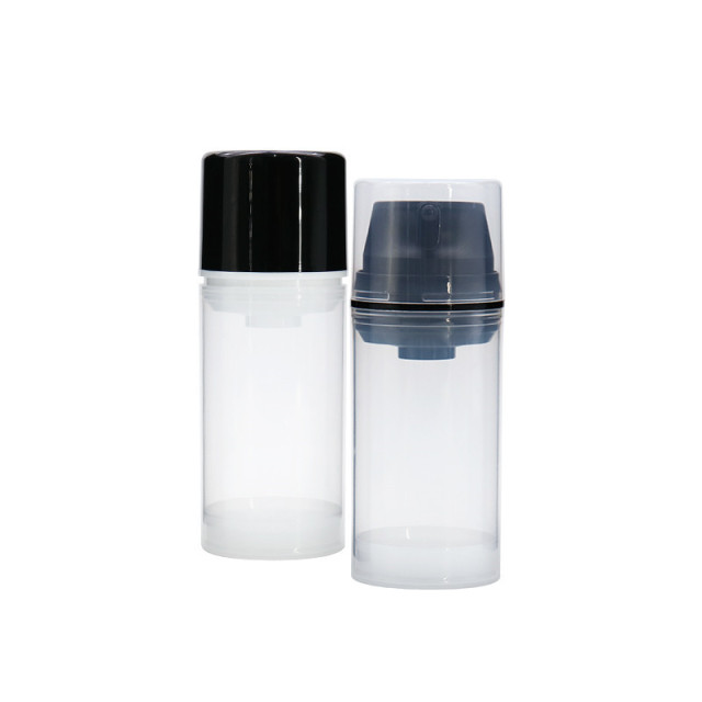 Customized Round Clear Airless Cosmetic Bottles PE Plastic For Lotion Cream