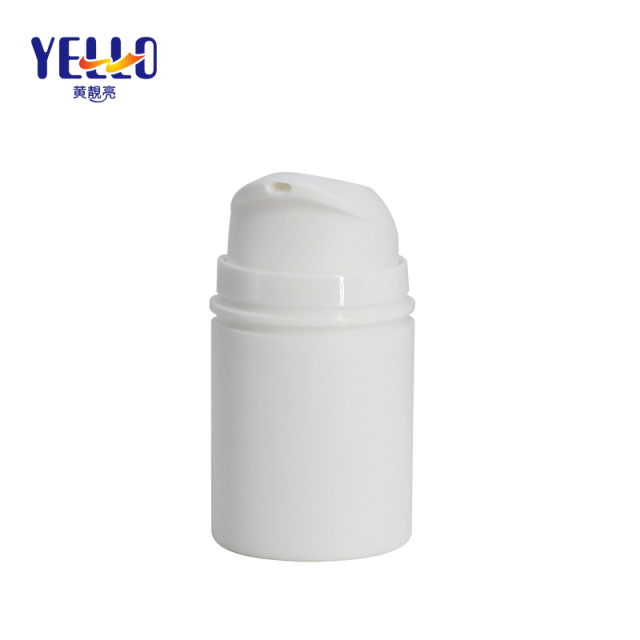 Cylinder White Airless Pump Bottle 50ml For Cosmetic PP Material Durable