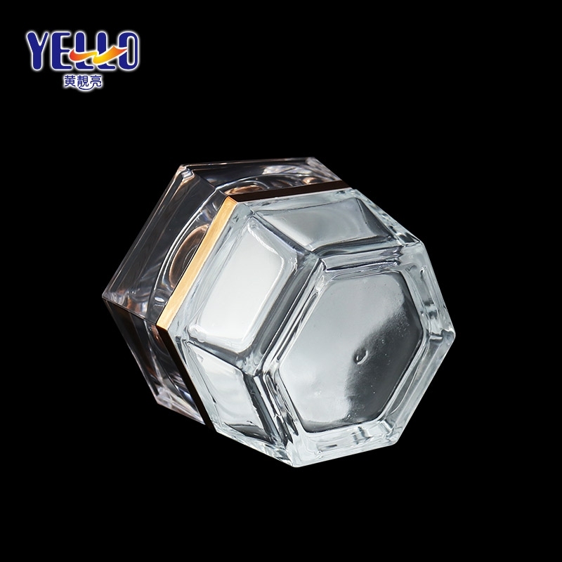 Hexagonal Clear Cosmetic Glass Cream Jar 20g Facial Cream / Body Cream Jar
