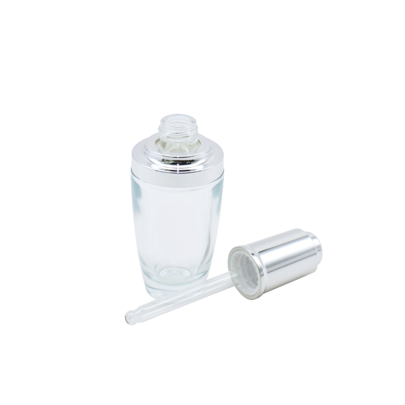 Clear Glass Dropper Bottles With Silver Pump