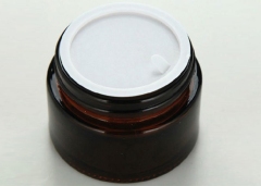 Reusable Amber Glass Cosmetic Jars , Glass Cream Containers 20g 30g 50g