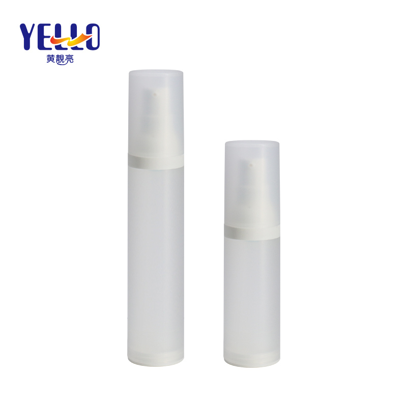 Frosted Airless Cosmetic Lotion Bottle / Cylinder Shape Empty Cosmetic Containers