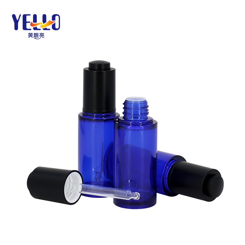 Clear Blue Cosmetic Serum Bottle With Dropper PETG Eco - Friendly Material