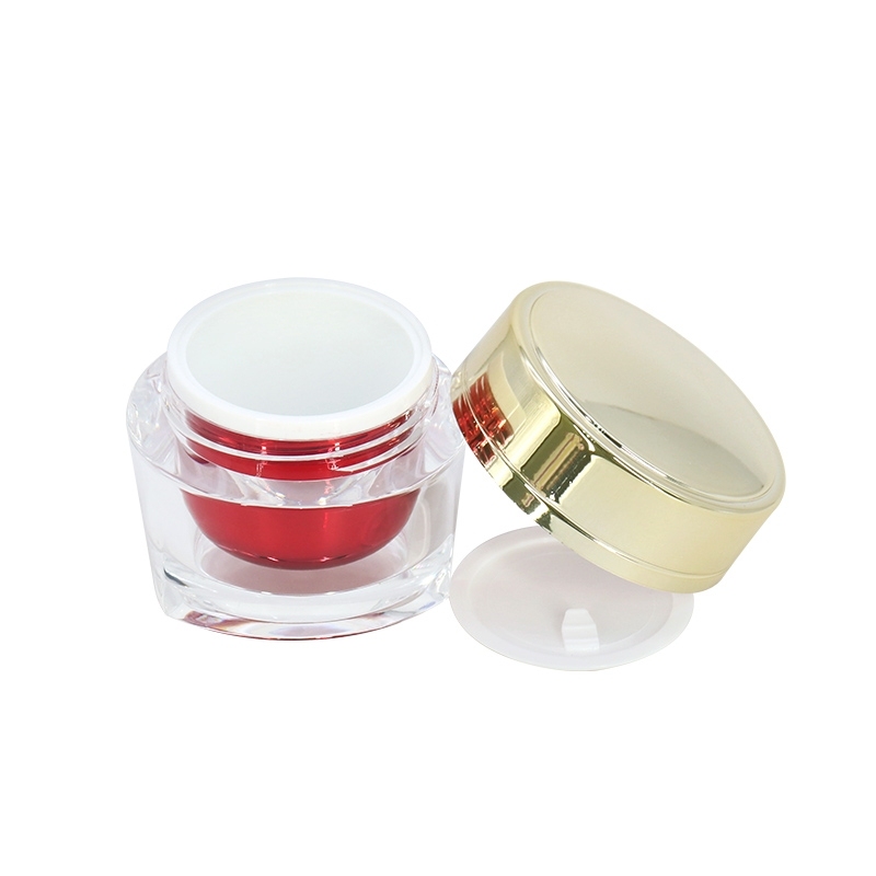 Luxury Double Wall Acrylic Cream Containers 15g With Golden Screw Cap