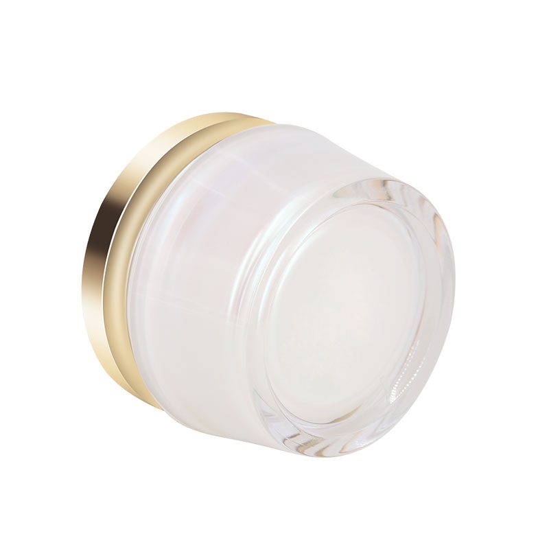 30g 50g 100g Acrylic Cosmetic Containers , PMMA Fancy Cosmetic Jars Golden Lids