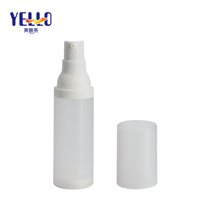 Frosted Airless Cosmetic Lotion Bottle / Cylinder Shape Empty Cosmetic Containers