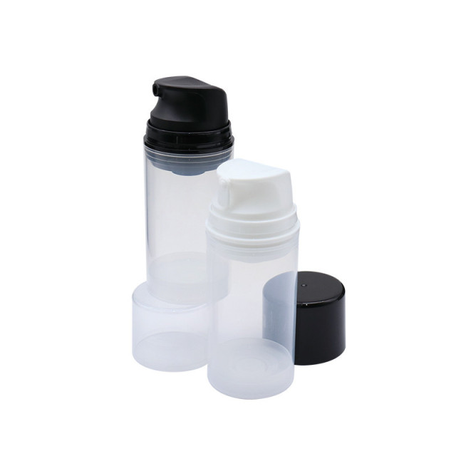 Customized Round Clear Airless Cosmetic Bottles PE Plastic For Lotion Cream
