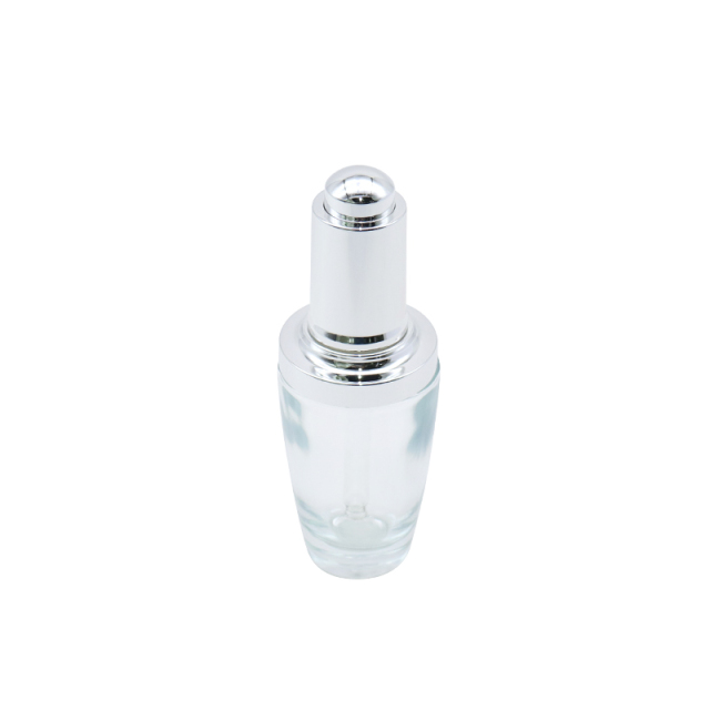 Clear Glass Dropper Bottles With Silver Pump