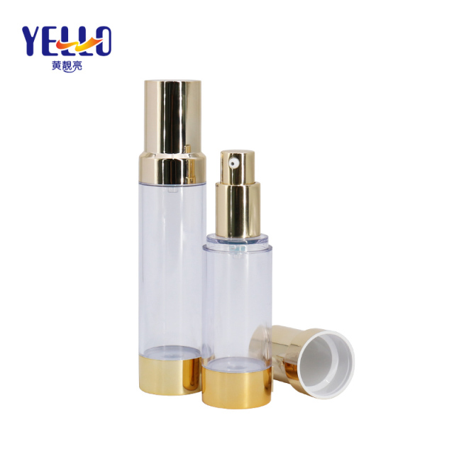 Skincare Cream Airless Cosmetic Bottles Golden Pump Customized Color