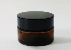 Reusable Amber Glass Cosmetic Jars , Glass Cream Containers 20g 30g 50g