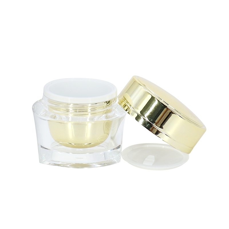Luxury Double Wall Acrylic Cream Containers 15g With Golden Screw Cap