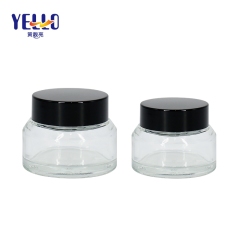 Customized Cosmetic Container Glass Cream Jar With Black Screw Cap