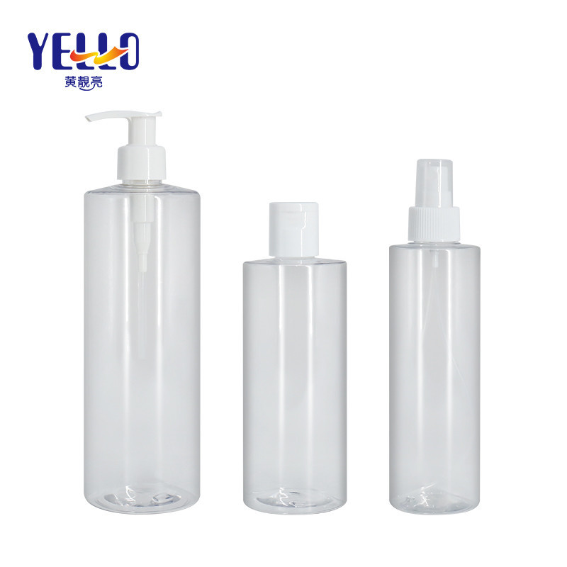 PET Empty Shampoo Bottles / Hand Sanitizer 500ml Clear Plastic Spray Bottles