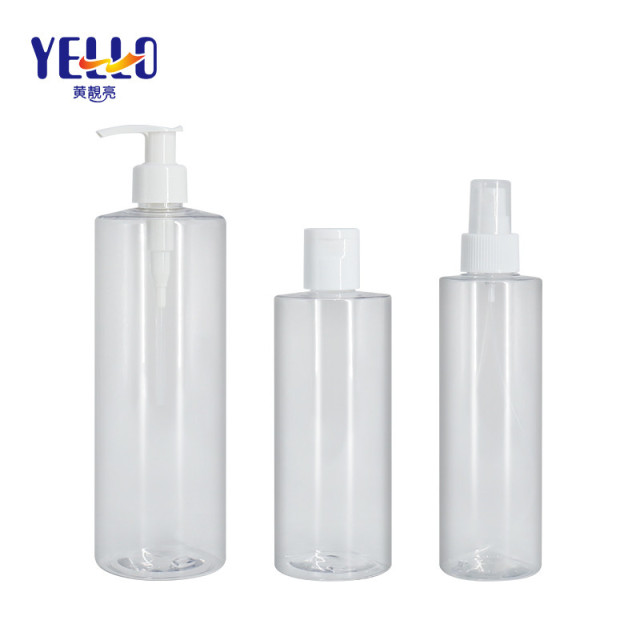 PET Empty Shampoo Bottles / Hand Sanitizer 500ml Clear Plastic Spray Bottles