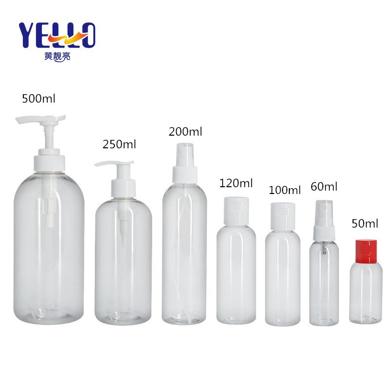 Round Shoulder Clear Plastic Empty Shampoo Bottles / Small Lotion Bottle