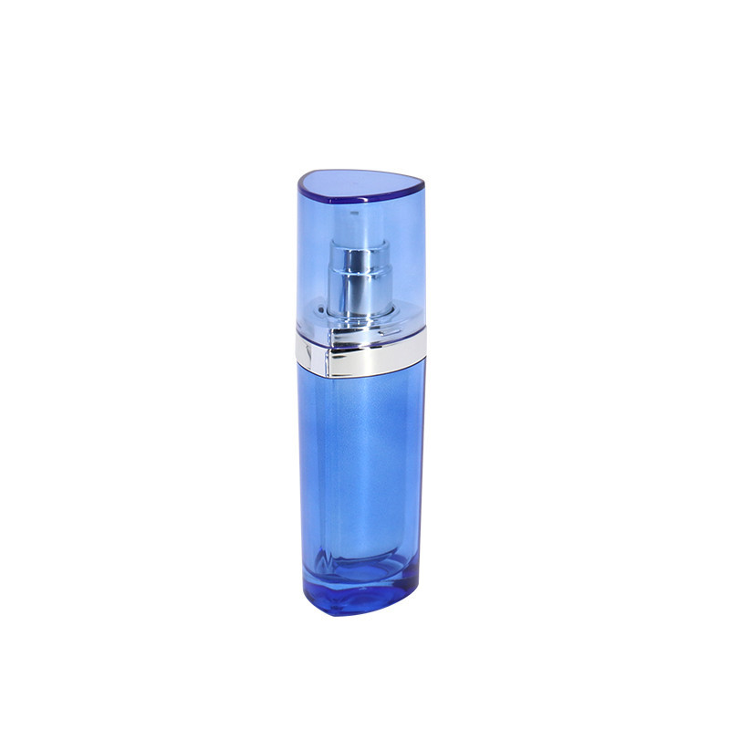 Triangle Cosmetic Acrylic Bottle 30ml 50ml 100ml With Silver Pump