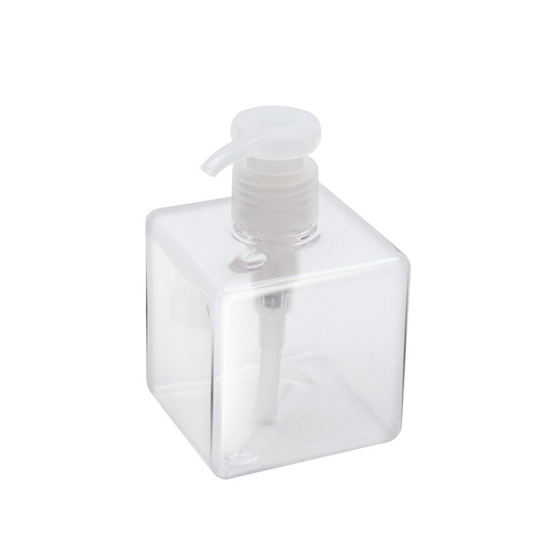 Transparent Square Empty Hand Wash Bottle PETG Material With Lotion Pump