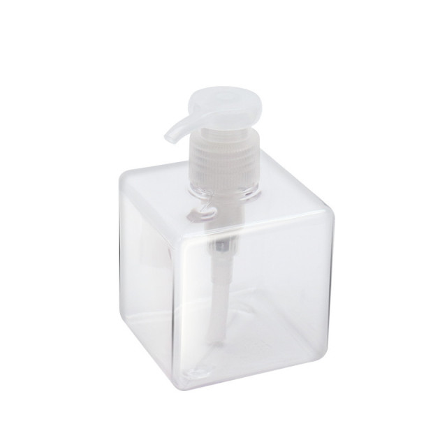 Transparent Square Empty Hand Wash Bottle PETG Material With Lotion Pump