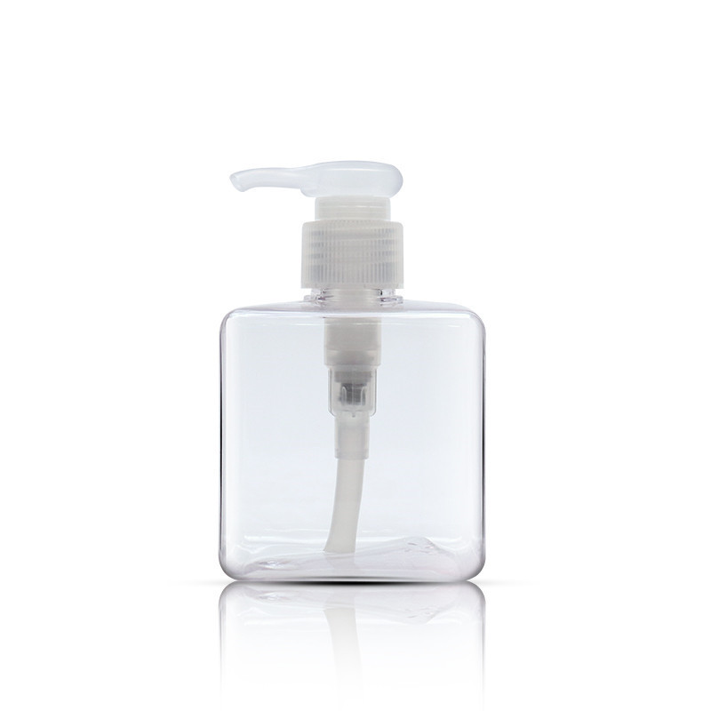 Transparent Square Empty Hand Wash Bottle PETG Material With Lotion Pump