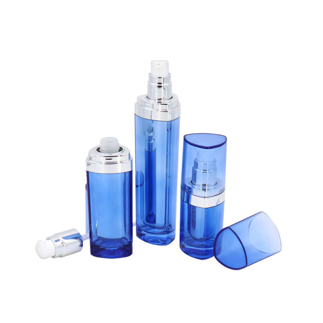 Triangle Cosmetic Acrylic Bottle 30ml 50ml 100ml With Silver Pump
