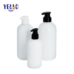 White Round Empty Shampoo Bottles , 500ml PET Plastic Hand Wash Bottle