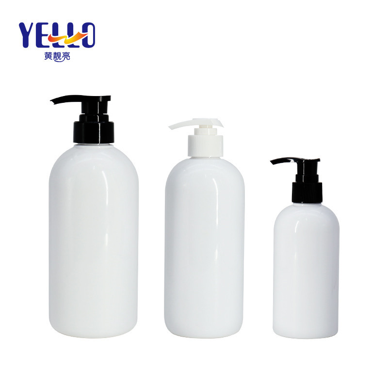 White Round Empty Shampoo Bottles , 500ml PET Plastic Hand Wash Bottle