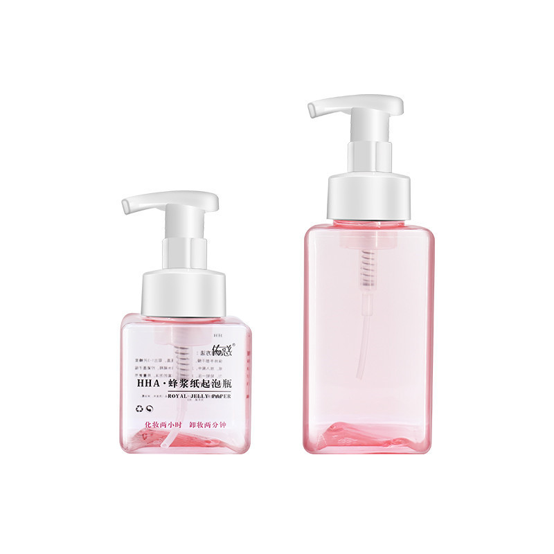 Pink Color Clear Empty Shampoo Bottles PETG Square Hand Wash Bottle With Pump