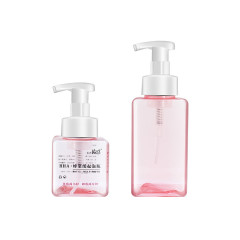 Pink Color Clear Empty Shampoo Bottles PETG Square Hand Wash Bottle With Pump