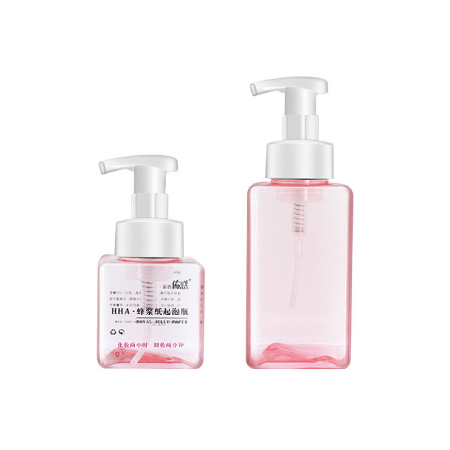 Pink Color Clear Empty Shampoo Bottles PETG Square Hand Wash Bottle With Pump