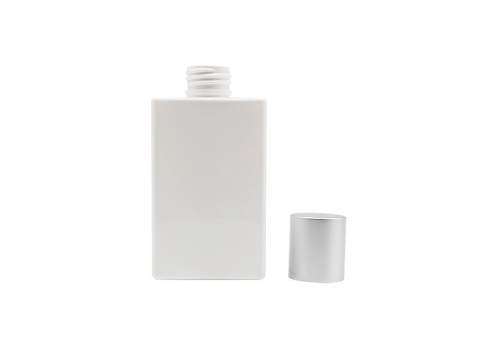 Reusable PET Empty Lotion Bottle Square Shape White / Green Color