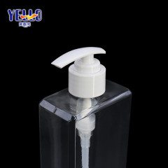 Clear Square PET Plastic Shampoo Bottles 500ml With Pump Dispenser