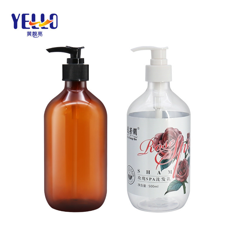 Amber Color Empty Shampoo Bottles , PET Plastic Body Wash Pump Bottle