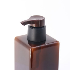 450ml Plastic Amber Square Shampoo Bottles , Empty Body Wash Shower Gel Bottle