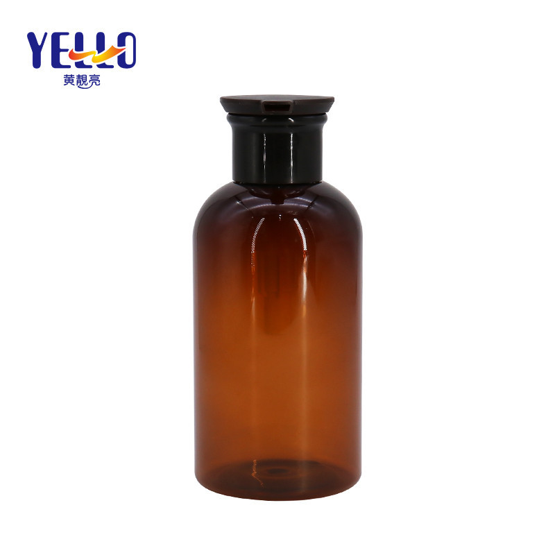 Non - Toxic Round Shape Empty Shampoo Bottles 380ml PET Plastic With Pump Cap