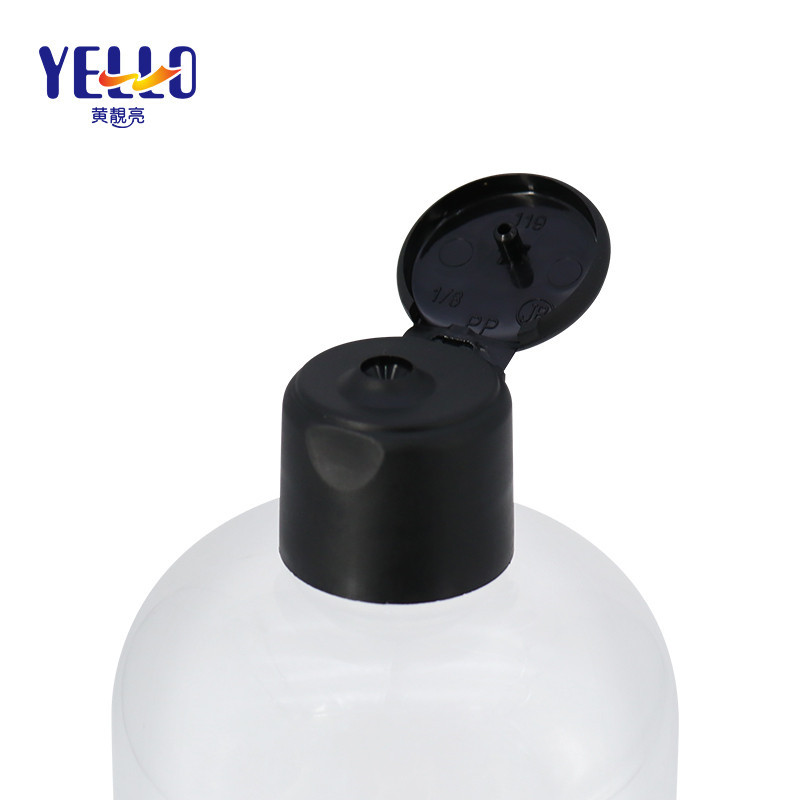Round Clear PET Plastic Empty Shampoo Bottles , Shampoo Pump Containers With Flip Cap