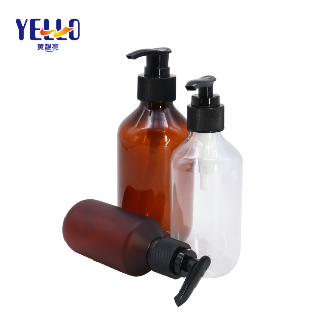 Round Empty Shampoo Bottles 300ml 500ml With Pump PET Material Frosted Surface